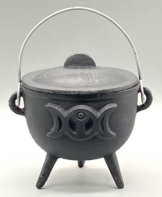 4.5" Triple Moon Cast Iron Cauldron w/ Lid 4.5" Triple Moon Cast Iron Cauldron w/ Lid